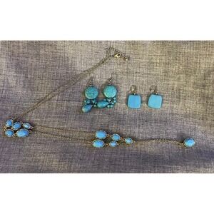 Lot of Costume Turquoise‎ Earrings And Necklace
